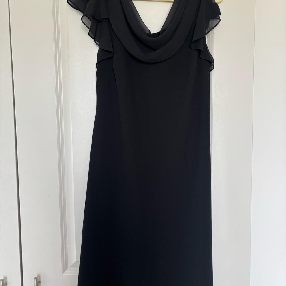 Dressbarn Black Sheath Midi Dress Cowl Neck Sleeveless